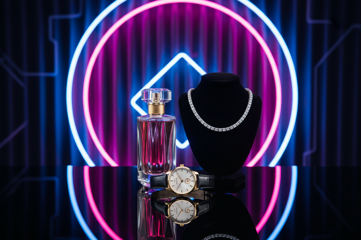 image that showcases or best describes premium quality with neon background lighting